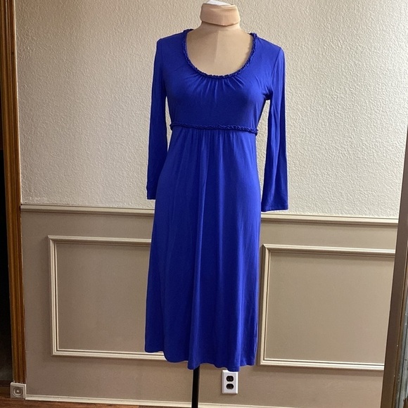 Boden cornflower blue knit ruffle scoop neck long sleeve‎ midi dress - Picture 6 of 6
